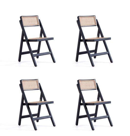 Pullman Industry Chic Wood Folding Chair in Black and Natural - Set of 4 2-DCCA08-BK