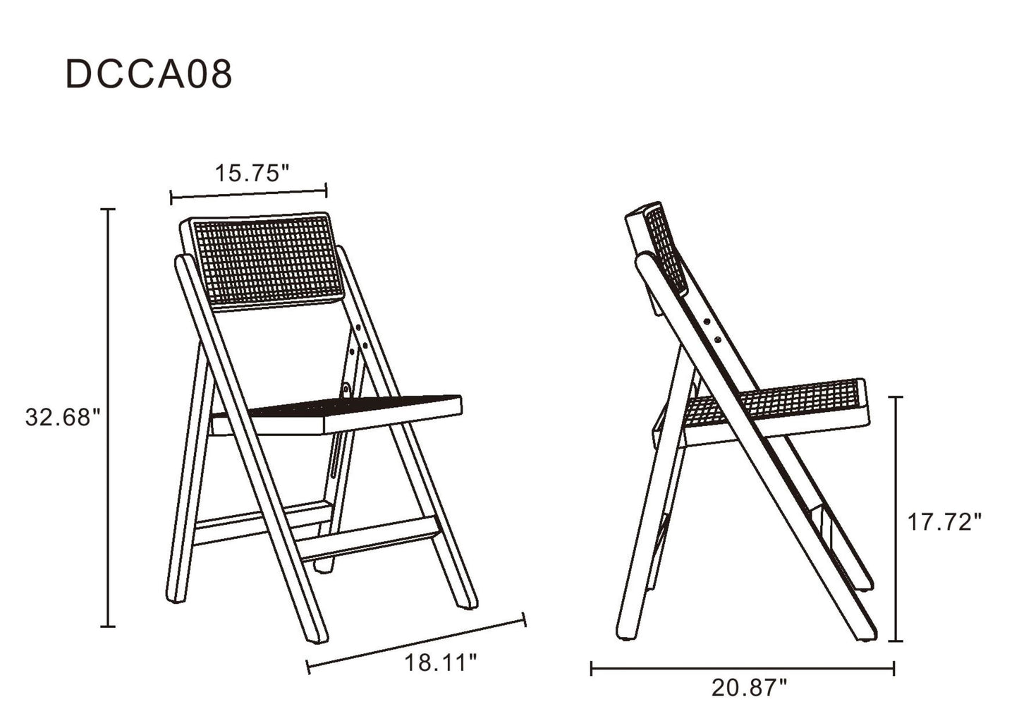 Pullman Industry Chic Wood Folding Chair in Black and Natural - Set of 4 2-DCCA08-BK