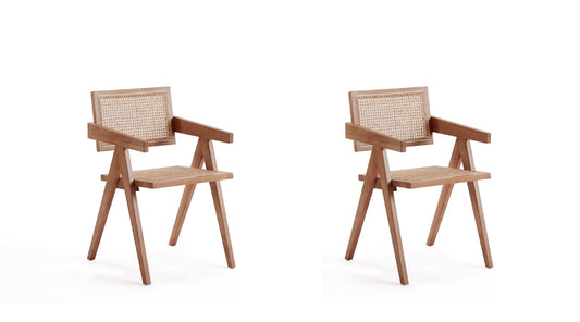 Manhattan Comfort Hamlet Dining Arm Chair in Nature Cane - Set of 2 2-DCCA09-NA