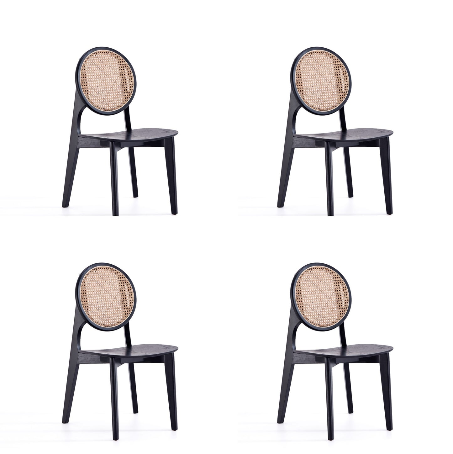 Versailles Industry Chic Wood Dining Chair in Black and Natural - Set of 4 2-DCCA11-BK