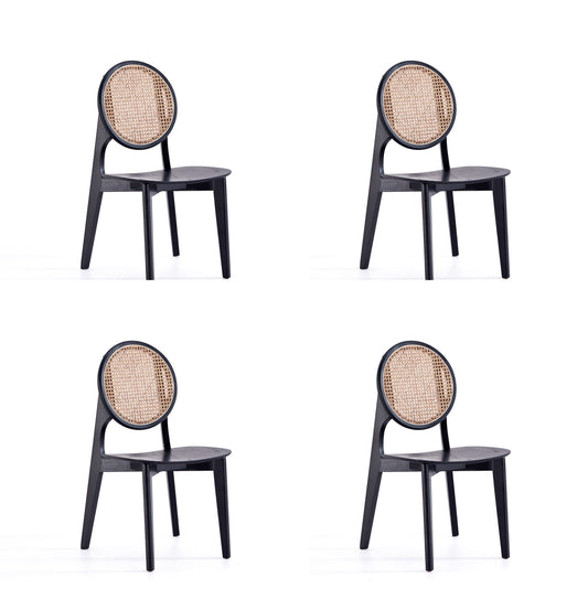 Versailles Industry Chic Wood Dining Chair in Black and Natural - Set of 4 2-DCCA11-BK