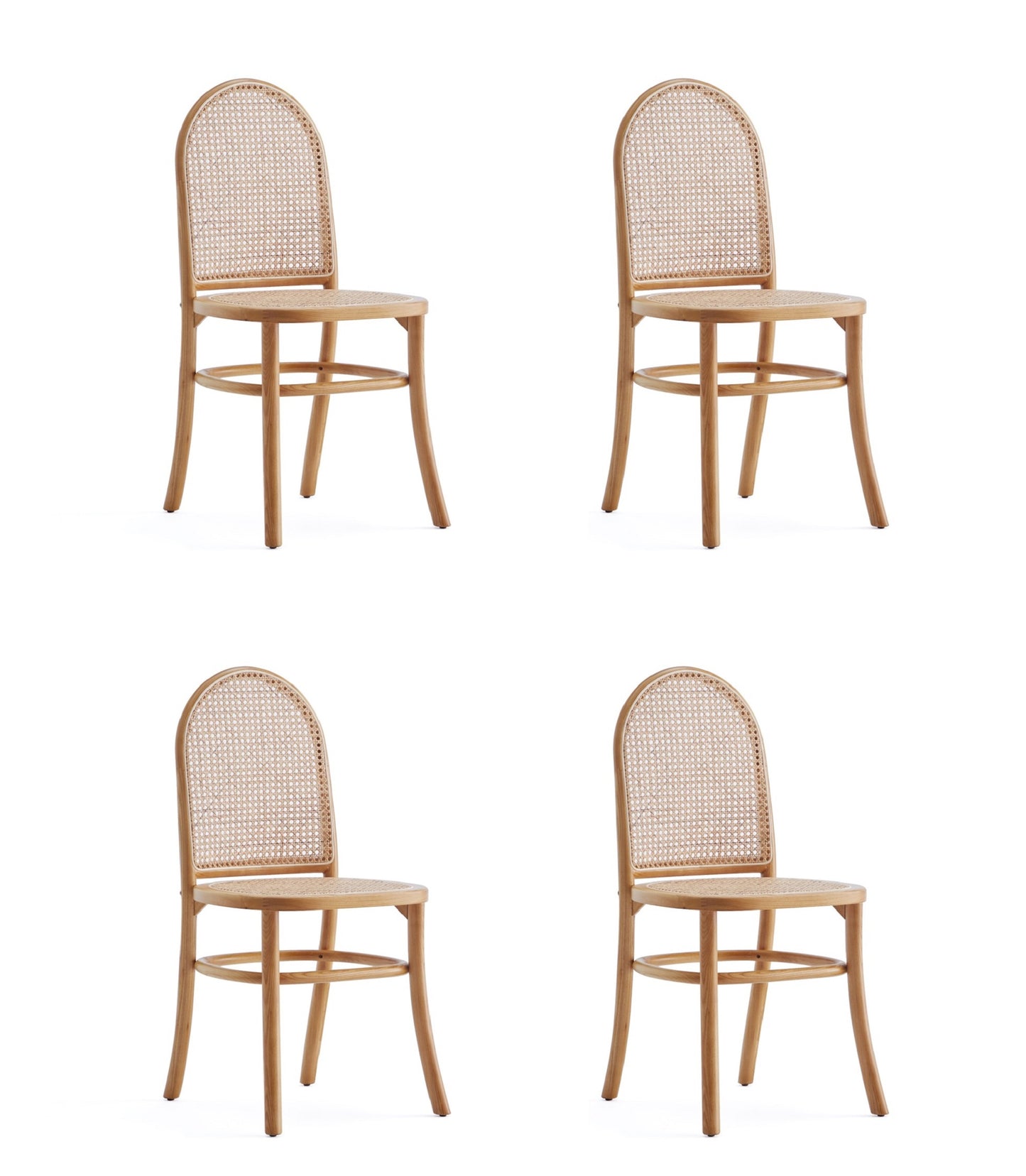 Manhattan Comfort Paragon Dining Chair 2.0 in Nature and Cane - Set of 4 2-DCCA12-NA