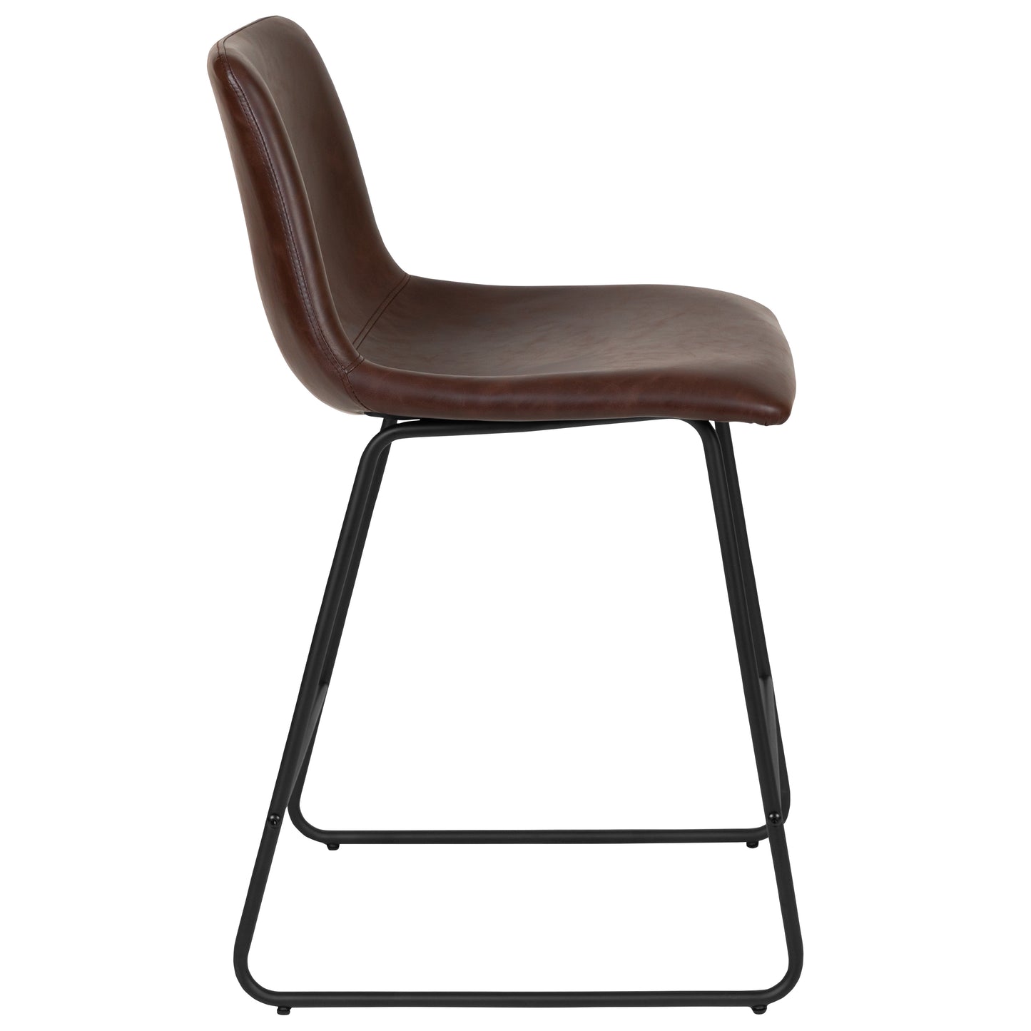 Reagan 24 Inch Commercial Grade LeatherSoft Counter Height Barstools in Dark Brown, Set of 2 Dark Brown