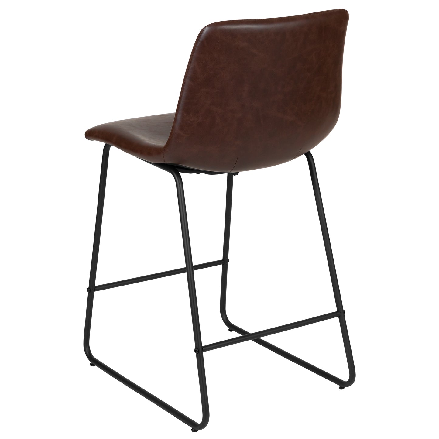 Reagan 24 Inch Commercial Grade LeatherSoft Counter Height Barstools in Dark Brown, Set of 2 Dark Brown