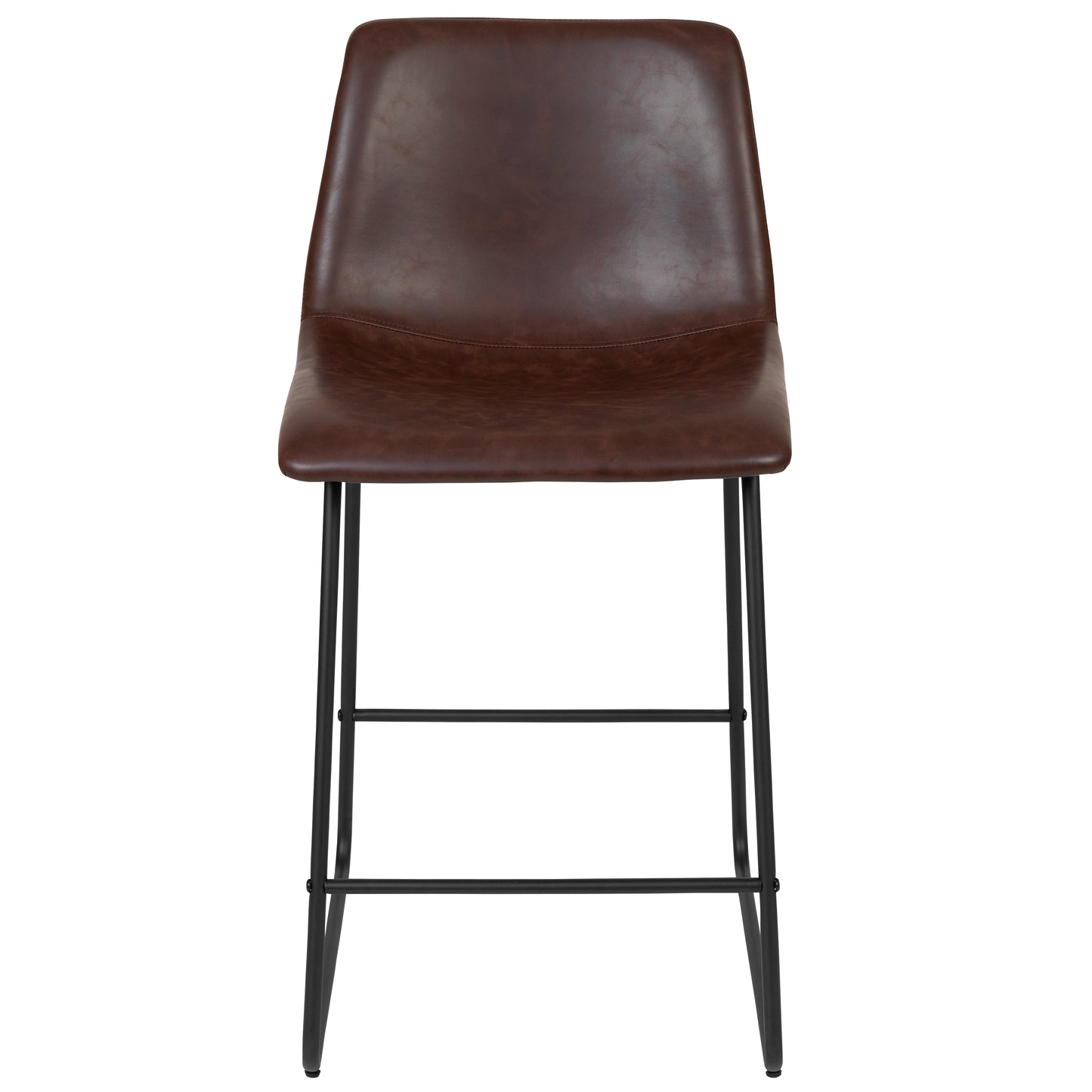 Reagan 24 Inch Commercial Grade LeatherSoft Counter Height Barstools in Dark Brown, Set of 2 Dark Brown