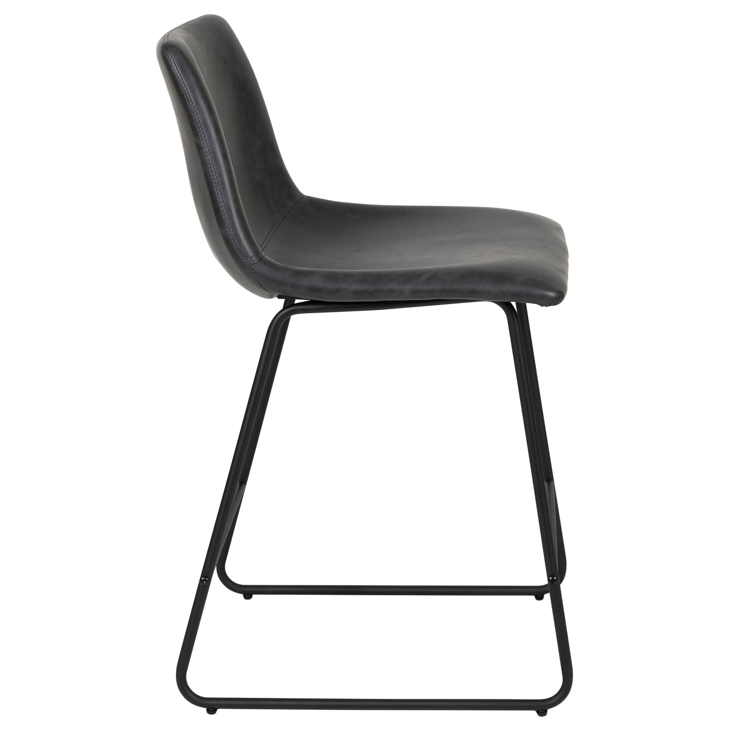 Reagan 24 Inch Commercial Grade LeatherSoft Counter Height Barstools in Dark Gray, Set of 2 Gray