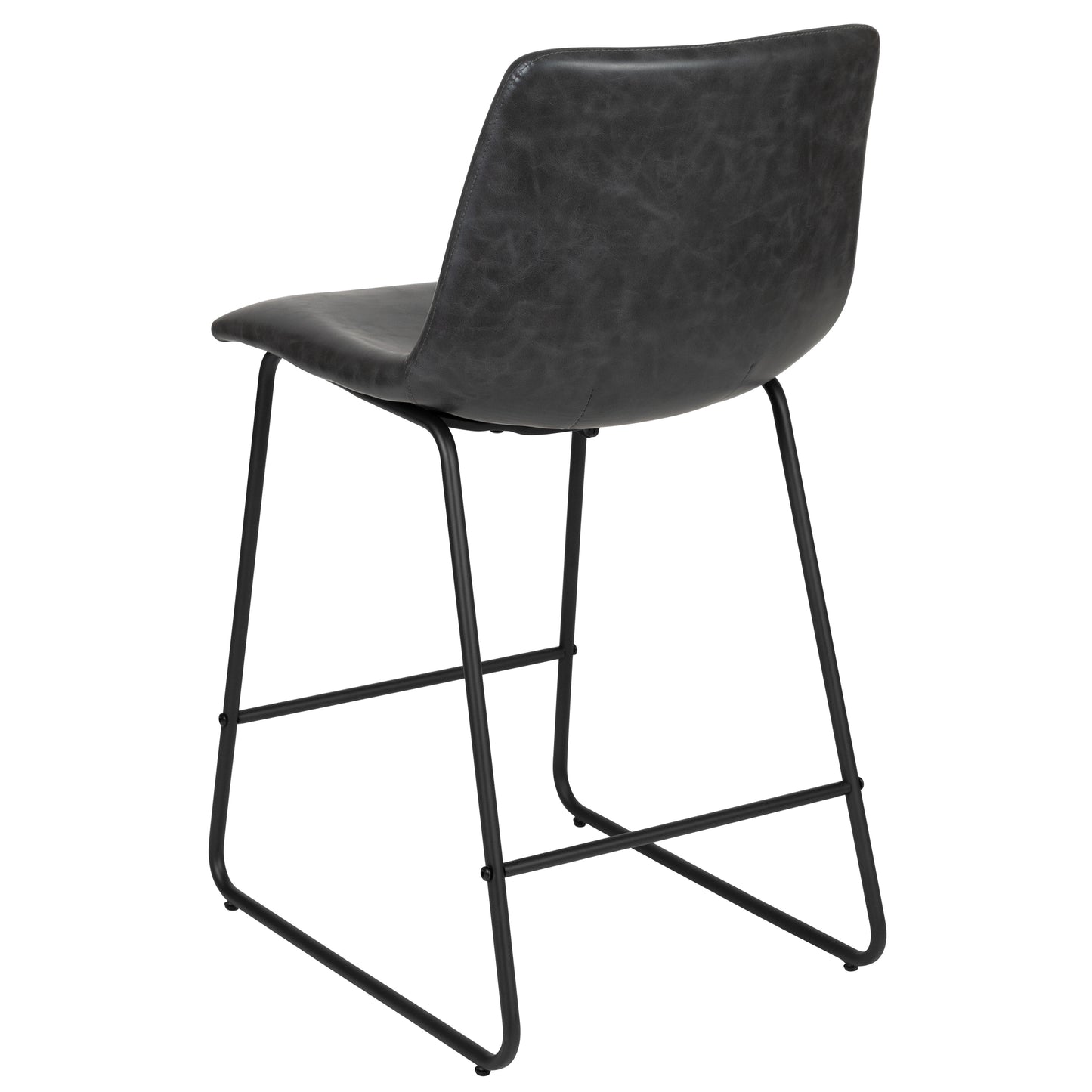 Reagan 24 Inch Commercial Grade LeatherSoft Counter Height Barstools in Dark Gray, Set of 2 Gray