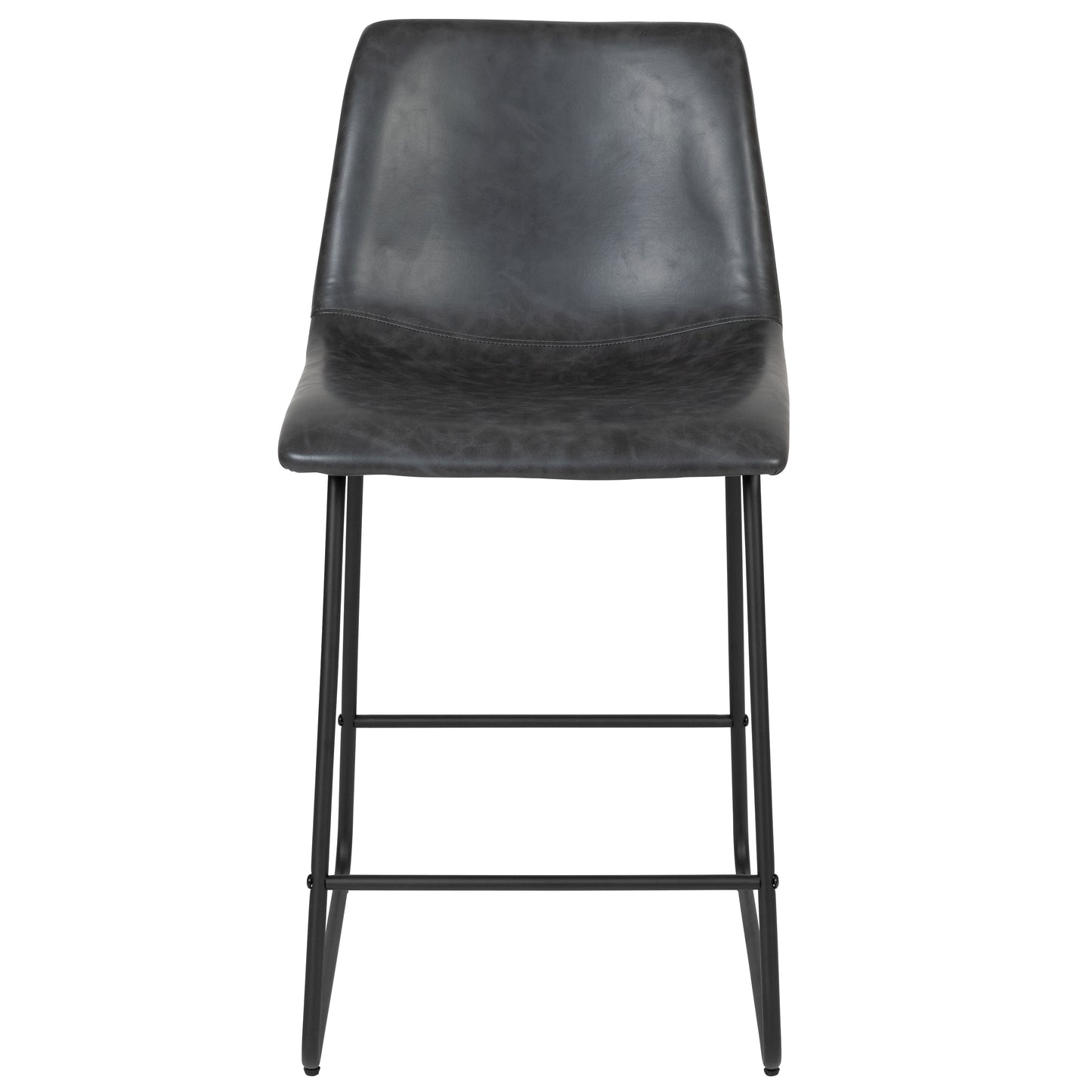 Reagan 24 Inch Commercial Grade LeatherSoft Counter Height Barstools in Dark Gray, Set of 2 Gray