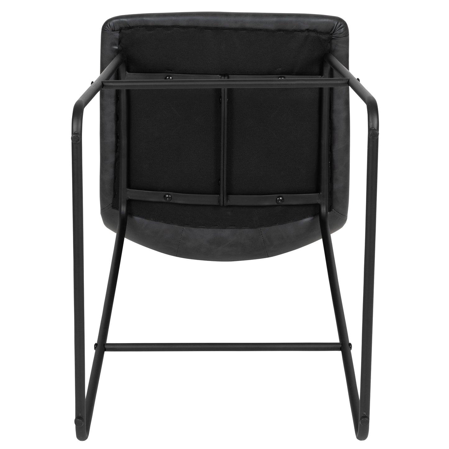 Reagan 24 Inch Commercial Grade LeatherSoft Counter Height Barstools in Dark Gray, Set of 2 Gray