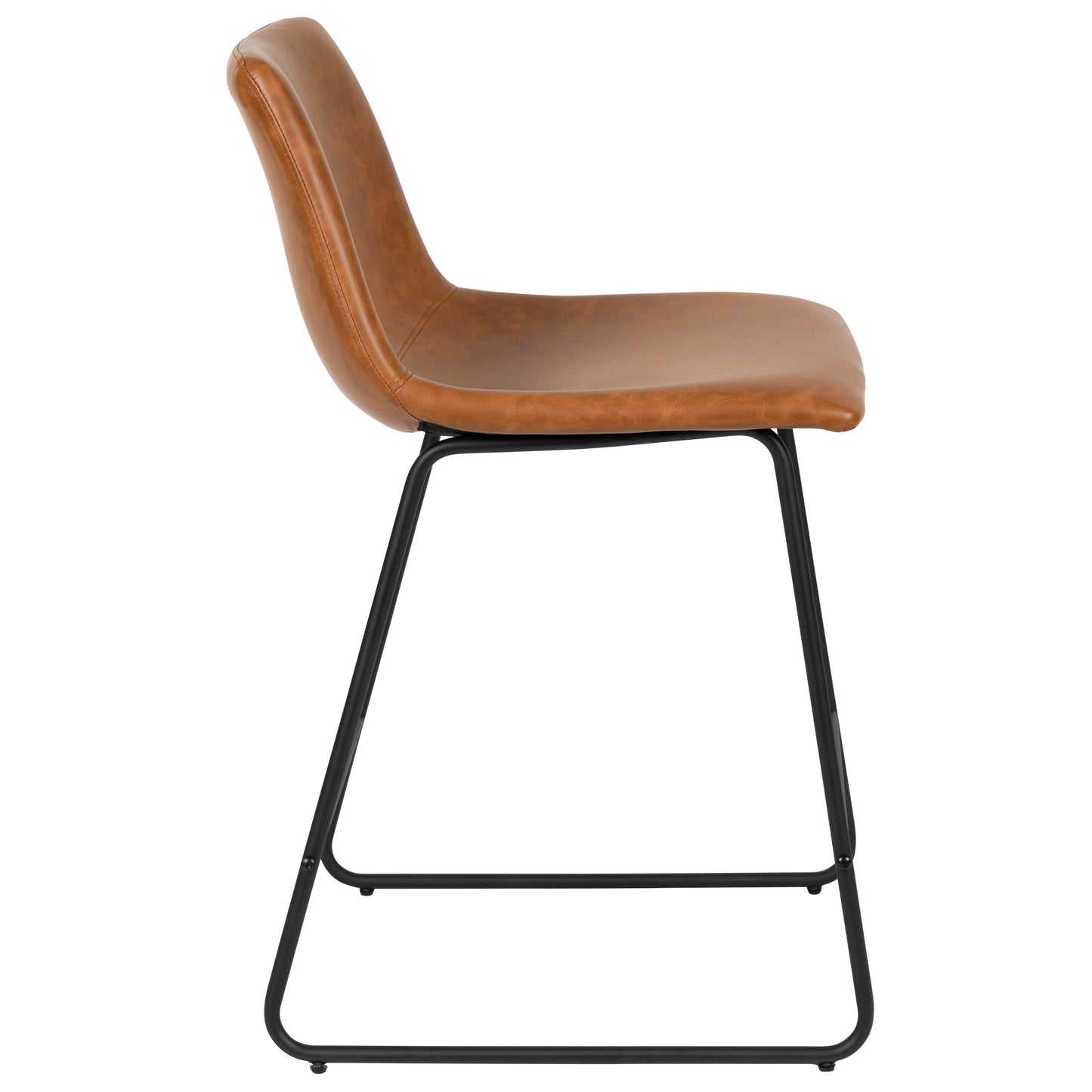 Reagan 24 Inch Commercial Grade LeatherSoft Counter Height Barstools in Light Brown, Set of 2 Light Brown