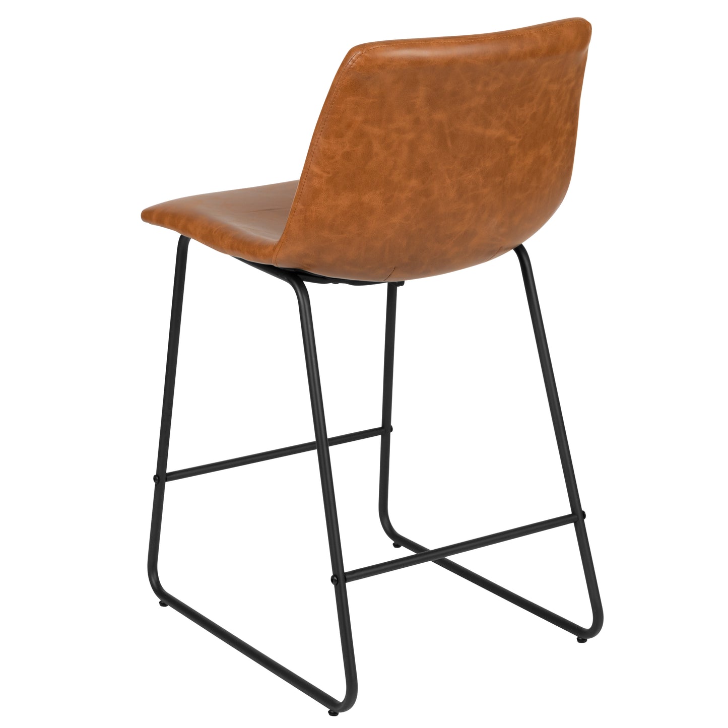 Reagan 24 Inch Commercial Grade LeatherSoft Counter Height Barstools in Light Brown, Set of 2 Light Brown