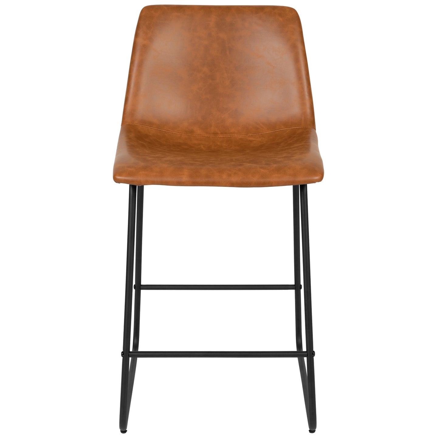 Reagan 24 Inch Commercial Grade LeatherSoft Counter Height Barstools in Light Brown, Set of 2 Light Brown