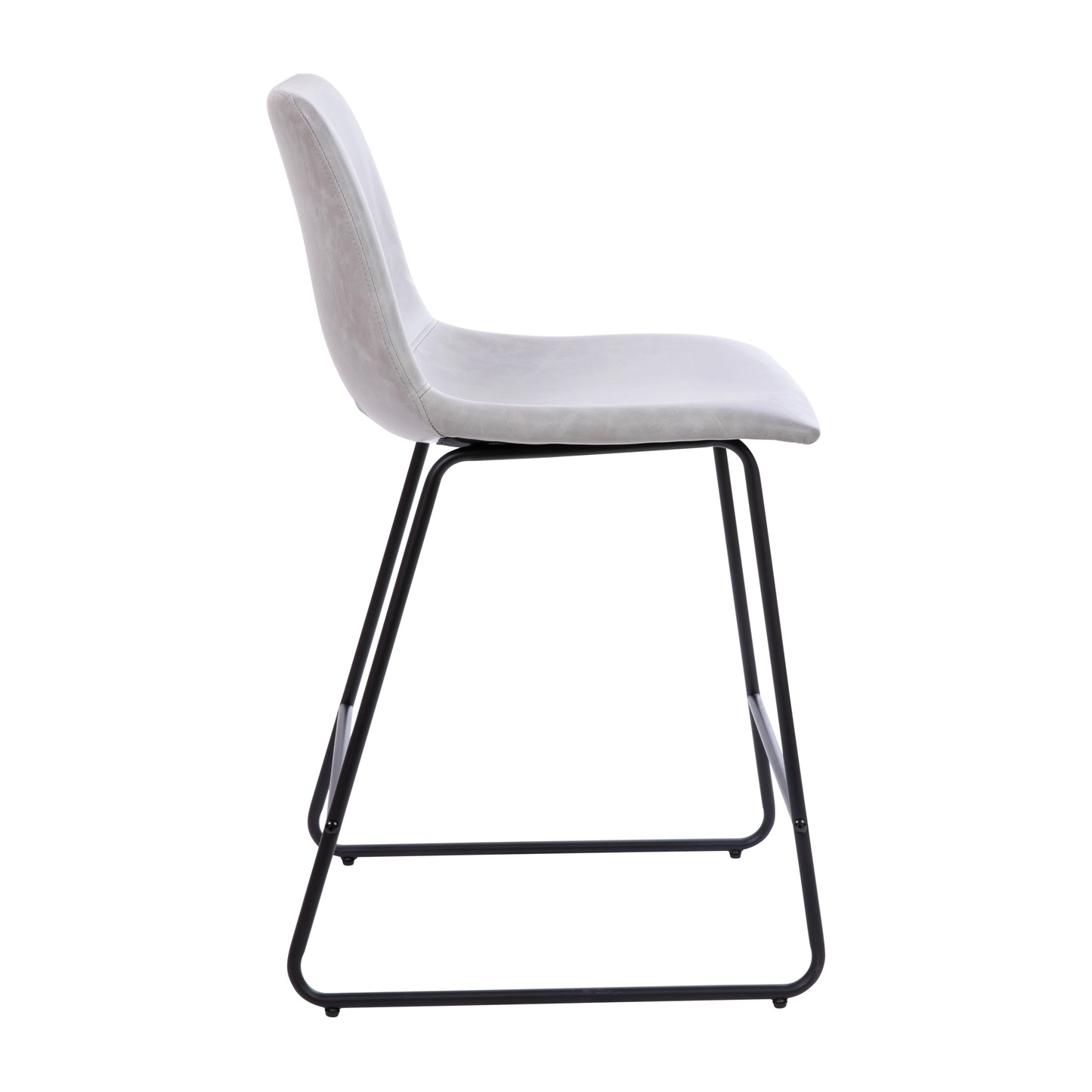 Reagan 24 inch LeatherSoft Counter Height Barstools in Light Gray, Set of 2 Light Gray