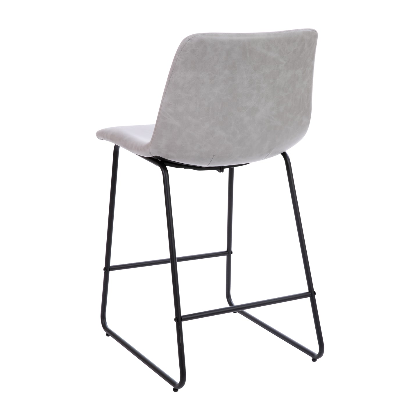 Reagan 24 inch LeatherSoft Counter Height Barstools in Light Gray, Set of 2 Light Gray