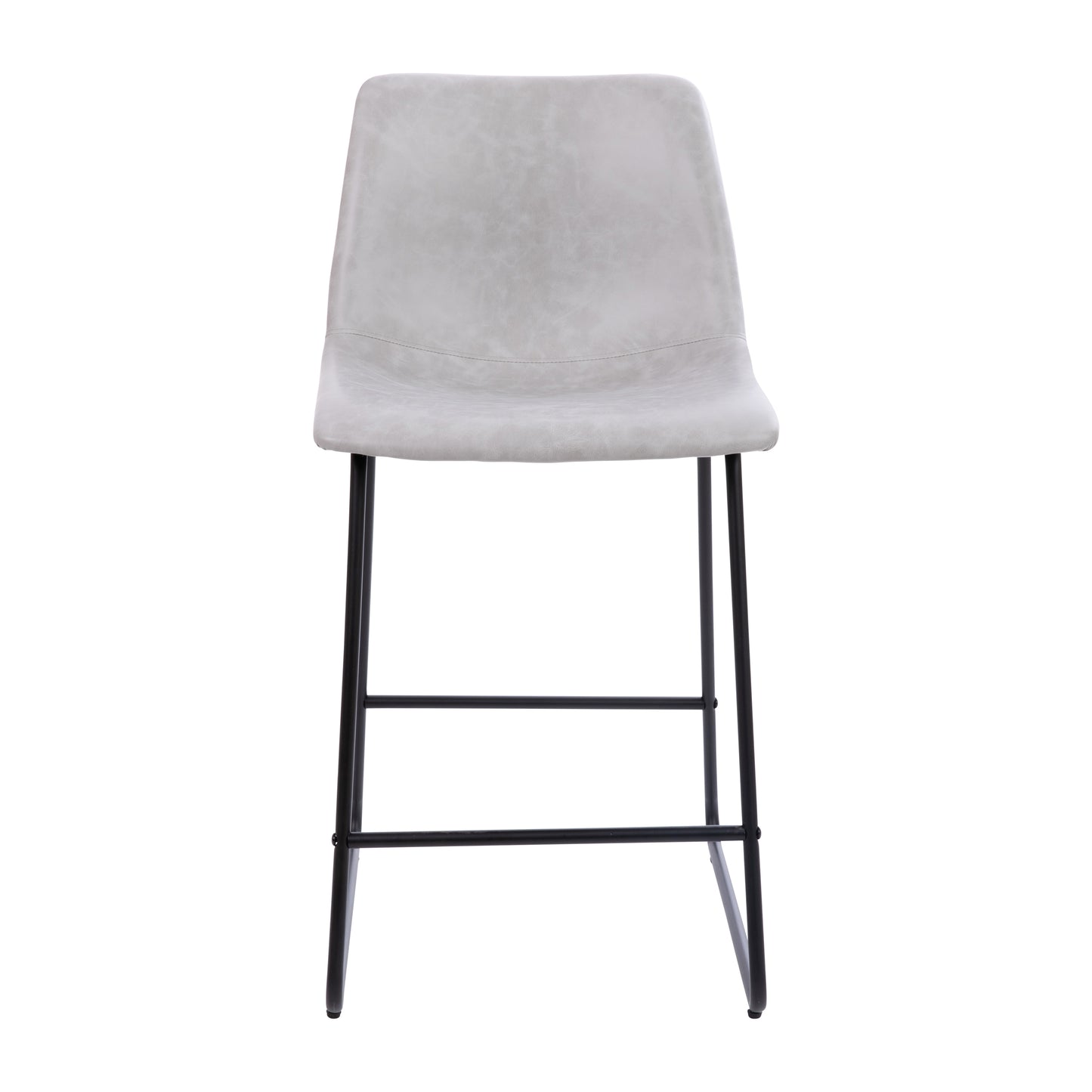 Reagan 24 inch LeatherSoft Counter Height Barstools in Light Gray, Set of 2 Light Gray