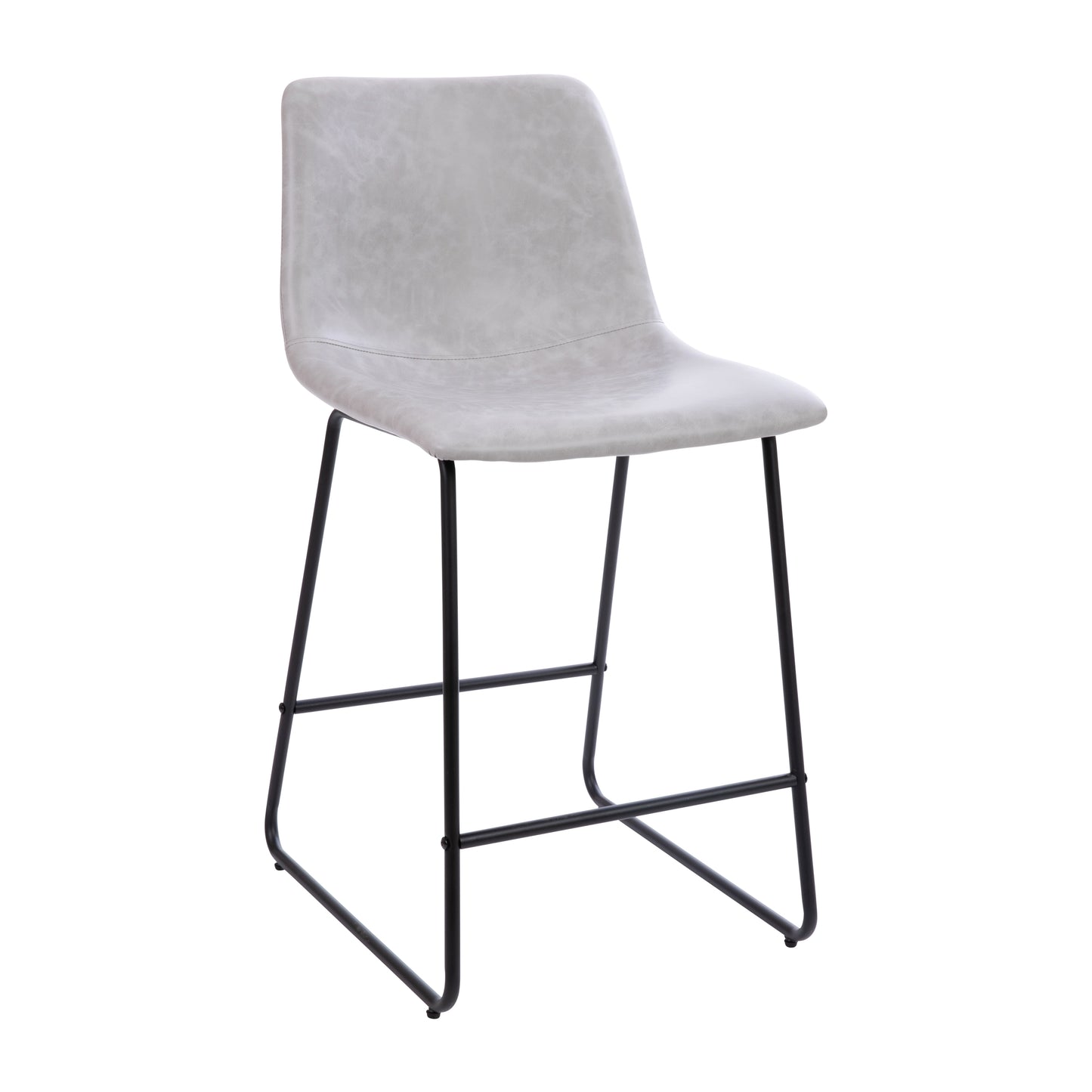 Reagan 24 inch LeatherSoft Counter Height Barstools in Light Gray, Set of 2 Light Gray