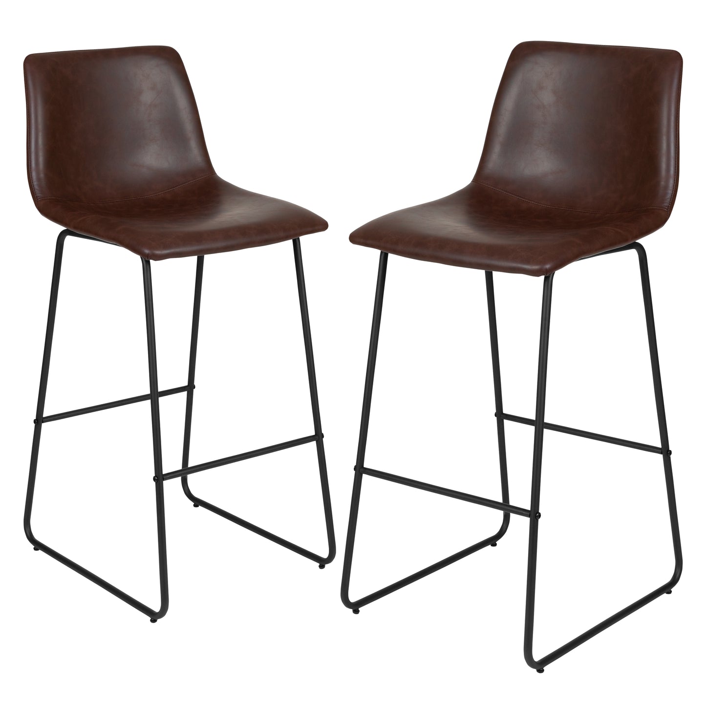 Reagan 30 Inch Commercial Grade LeatherSoft Bar Height Barstools in Dark Brown, Set of 2 Dark Brown 2-ET-ER18345-30-DB-GG