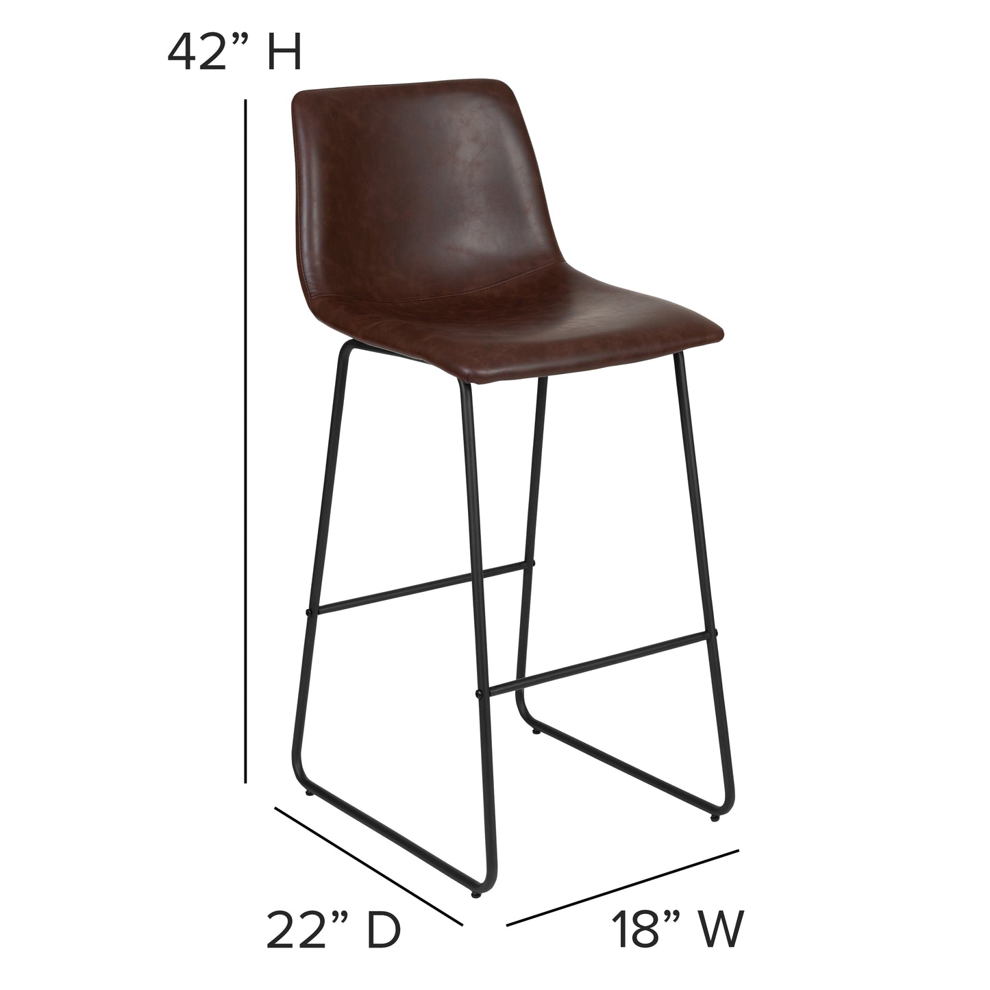 Reagan 30 Inch Commercial Grade LeatherSoft Bar Height Barstools in Dark Brown, Set of 2 Dark Brown 2-ET-ER18345-30-DB-GG
