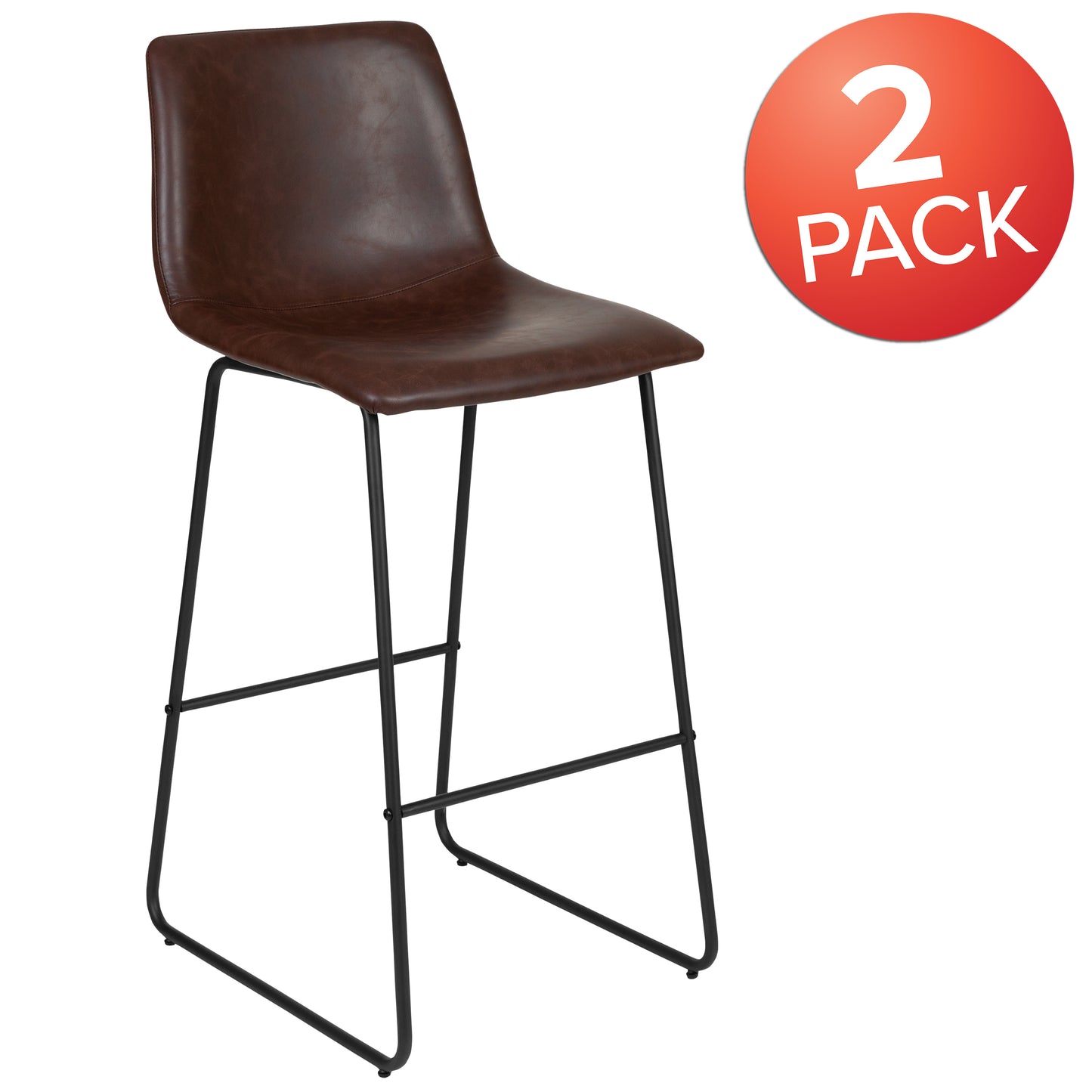 Reagan 30 Inch Commercial Grade LeatherSoft Bar Height Barstools in Dark Brown, Set of 2 Dark Brown 2-ET-ER18345-30-DB-GG