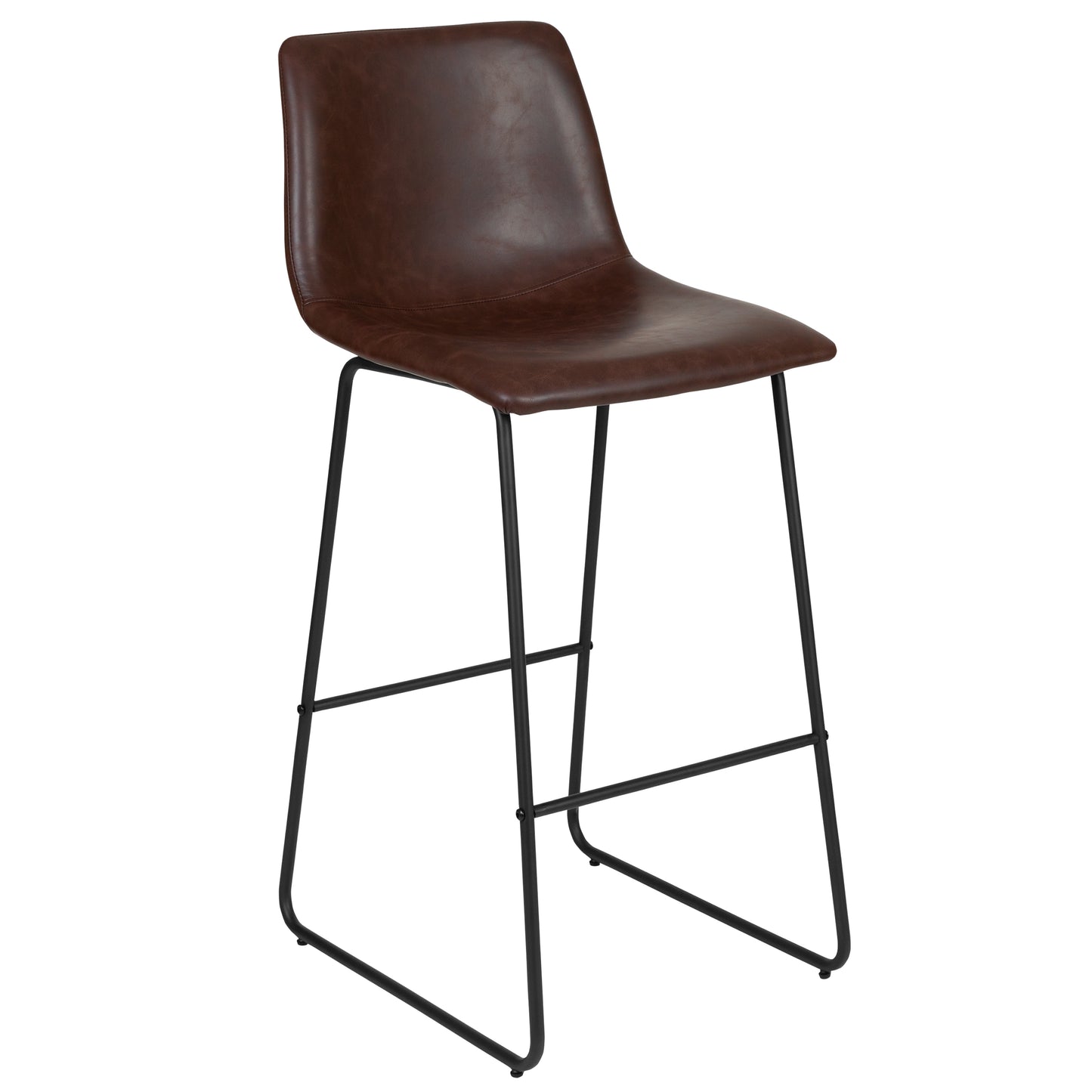 Reagan 30 Inch Commercial Grade LeatherSoft Bar Height Barstools in Dark Brown, Set of 2 Dark Brown 2-ET-ER18345-30-DB-GG