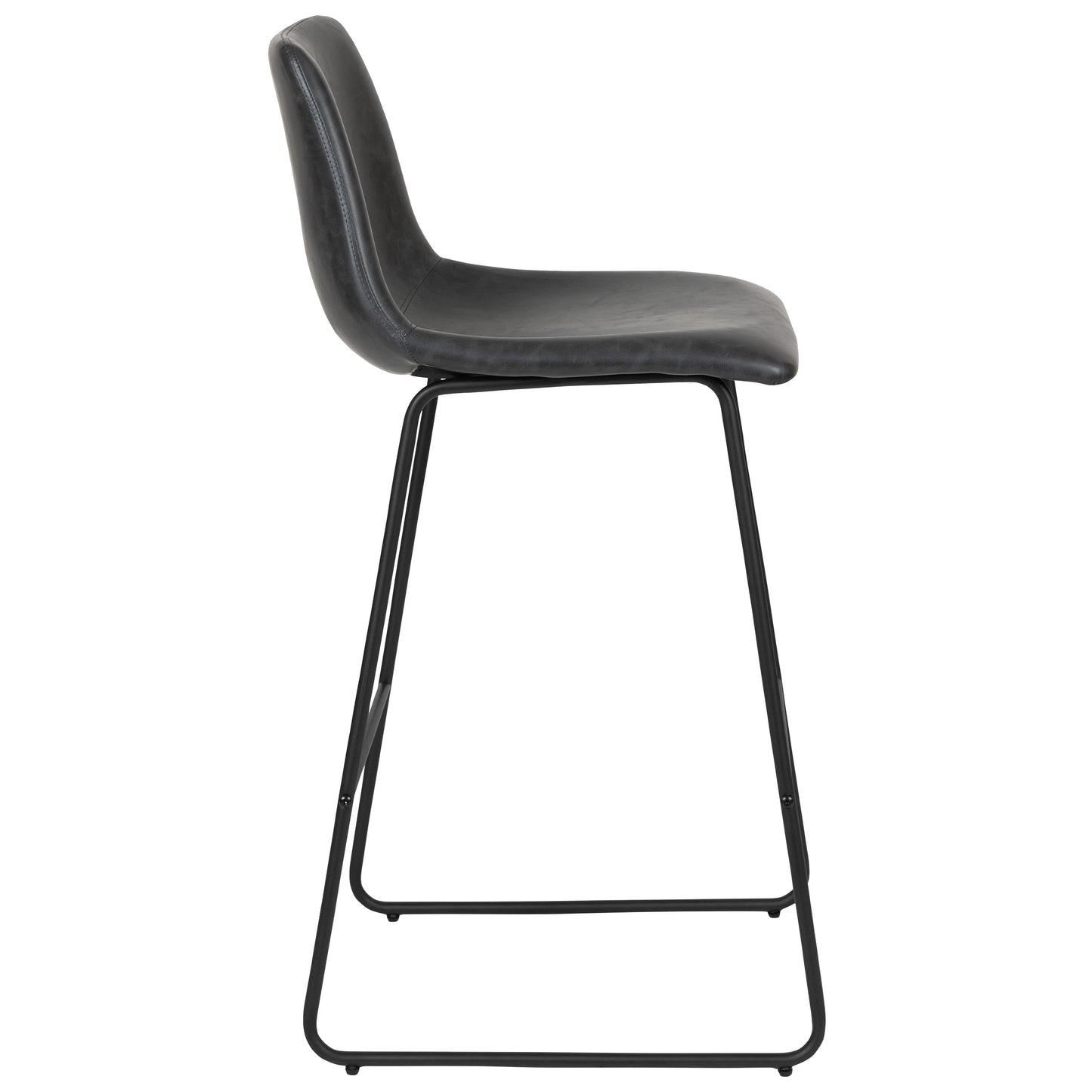 Reagan 30 Inch Commercial Grade LeatherSoft Bar Height Barstools in Dark Gray, Set of 2 Gray