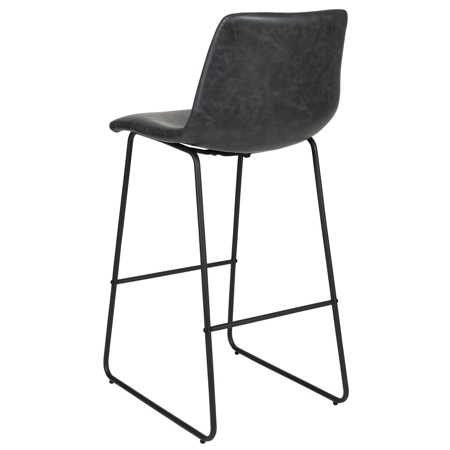 Reagan 30 Inch Commercial Grade LeatherSoft Bar Height Barstools in Dark Gray, Set of 2 Gray