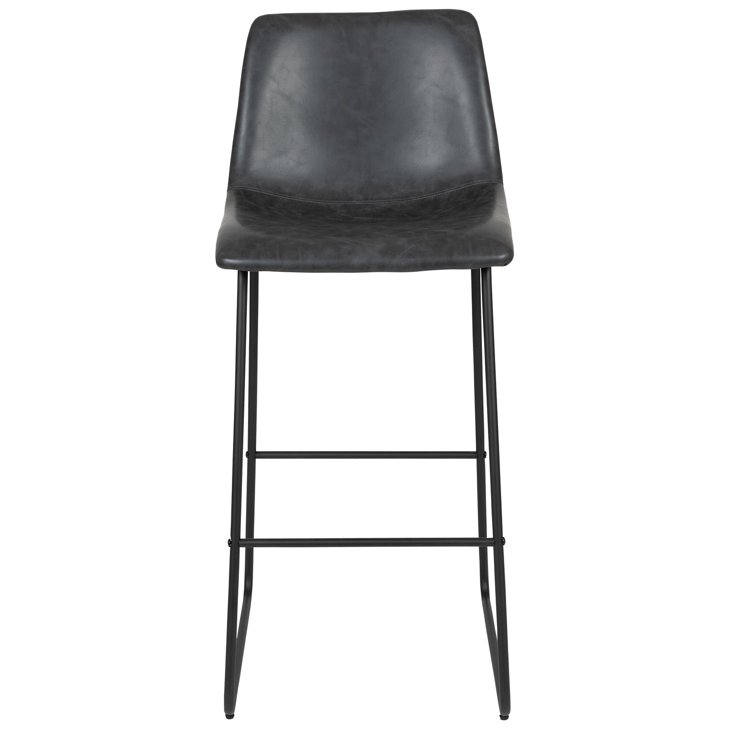Reagan 30 Inch Commercial Grade LeatherSoft Bar Height Barstools in Dark Gray, Set of 2 Gray