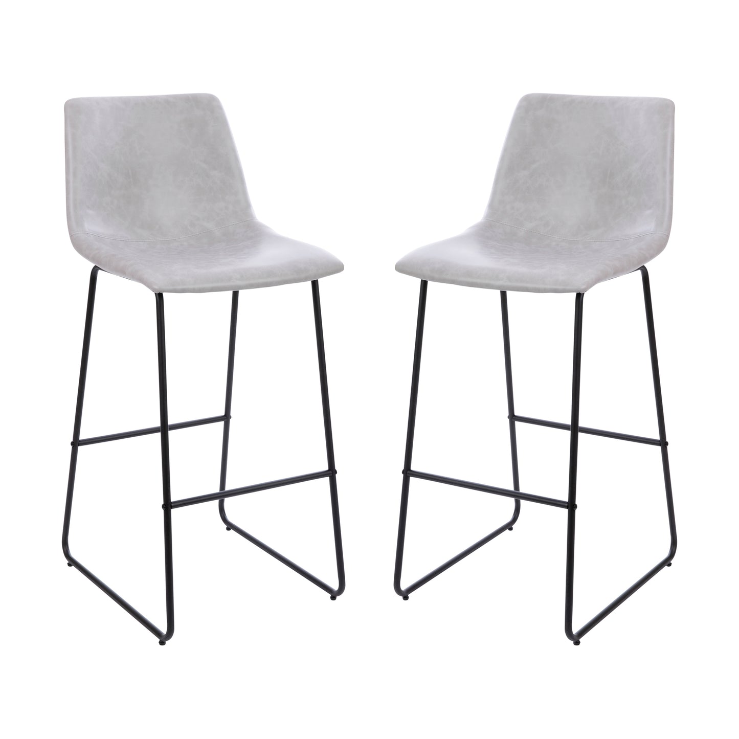 Reagan 30 inch LeatherSoft Bar Height Barstools in Light Gray, Set of 2 Light Gray