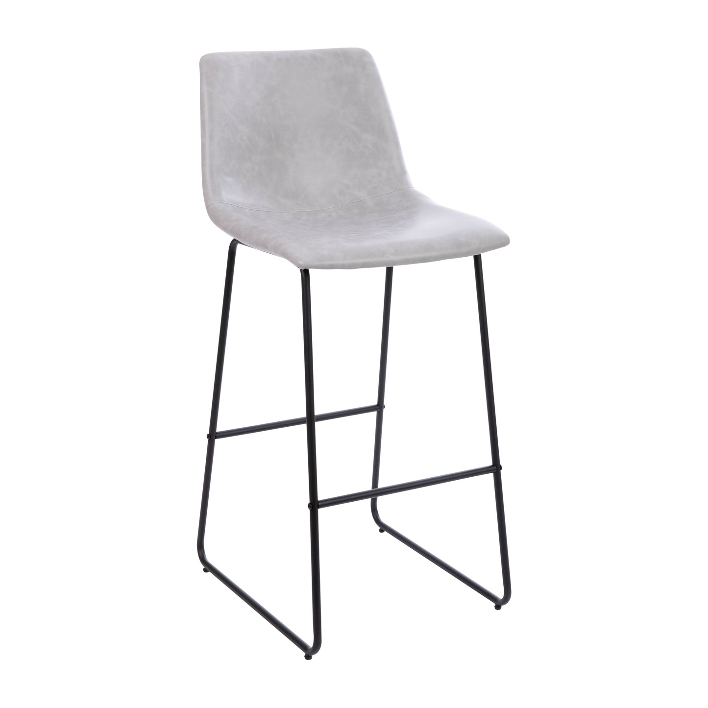 Reagan 30 inch LeatherSoft Bar Height Barstools in Light Gray, Set of 2 Light Gray