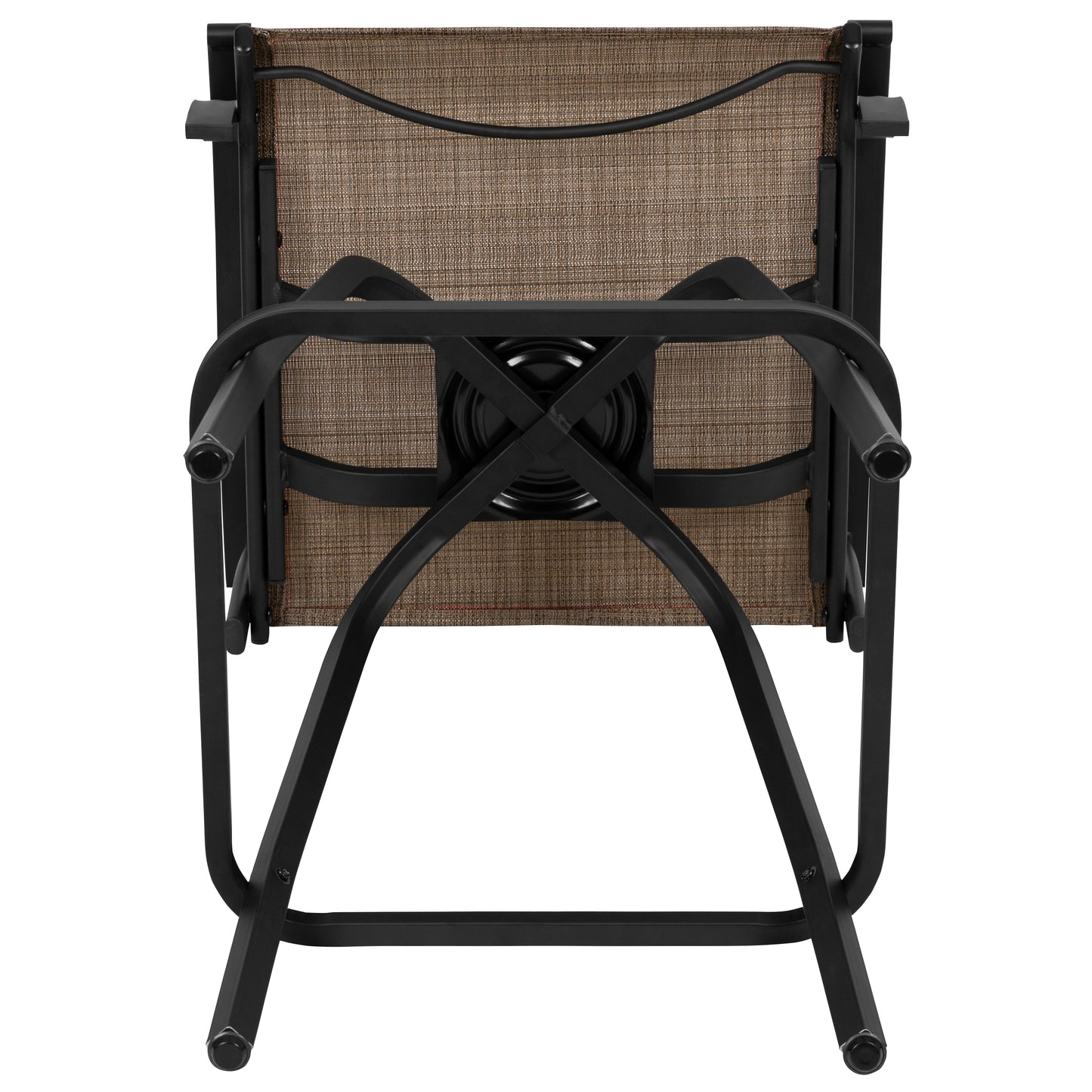 Valerie Patio Bar Height Stools Set of 2, All-Weather Textilene Swivel Patio Stools with High Back & Armrests in Brown Brown