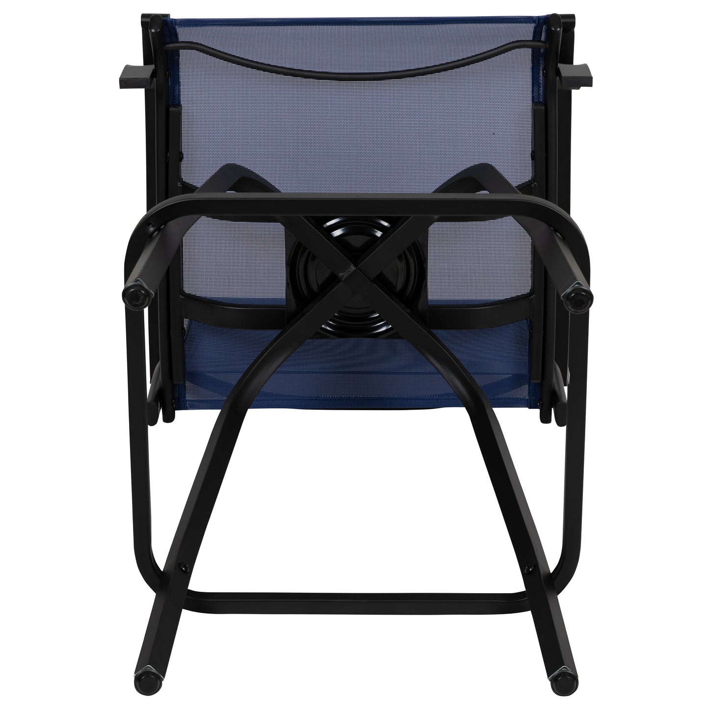 Valerie Patio Bar Height Stools Set of 2, All-Weather Textilene Swivel Patio Stools with High Back & Armrests in Navy Navy