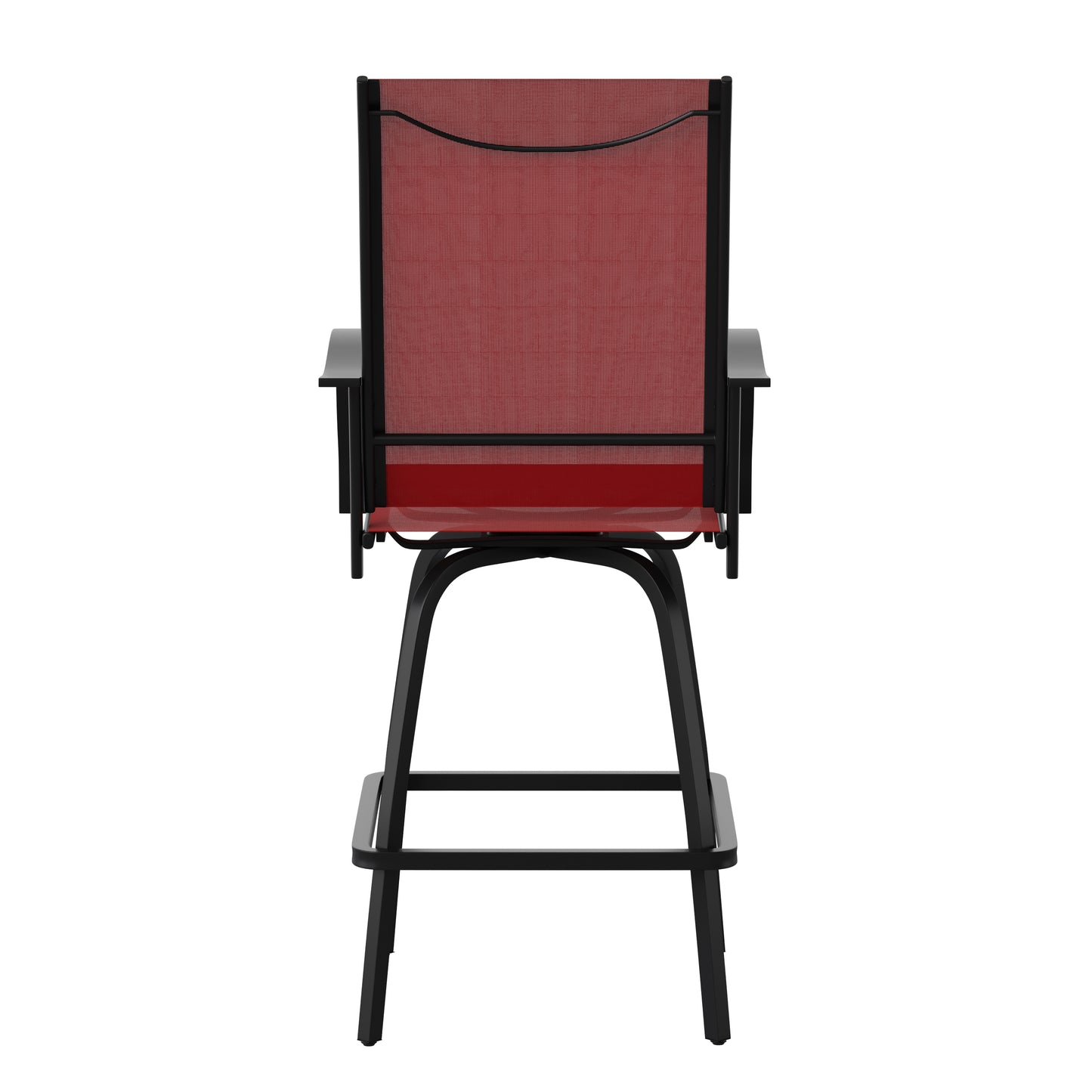 Valerie Patio Bar Height Stools Set of 2, All-Weather Textilene Swivel Patio Stools with High Back & Armrests in Red Red
