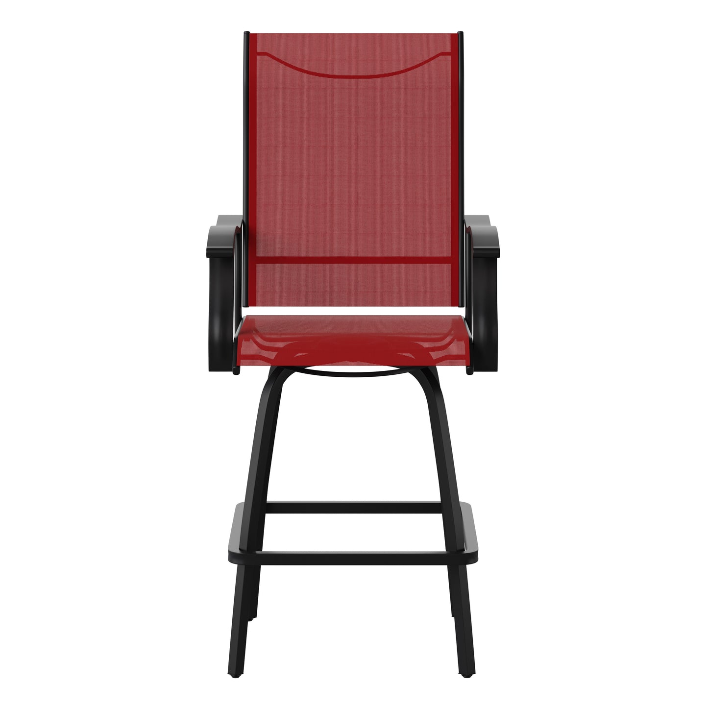 Valerie Patio Bar Height Stools Set of 2, All-Weather Textilene Swivel Patio Stools with High Back & Armrests in Red Red