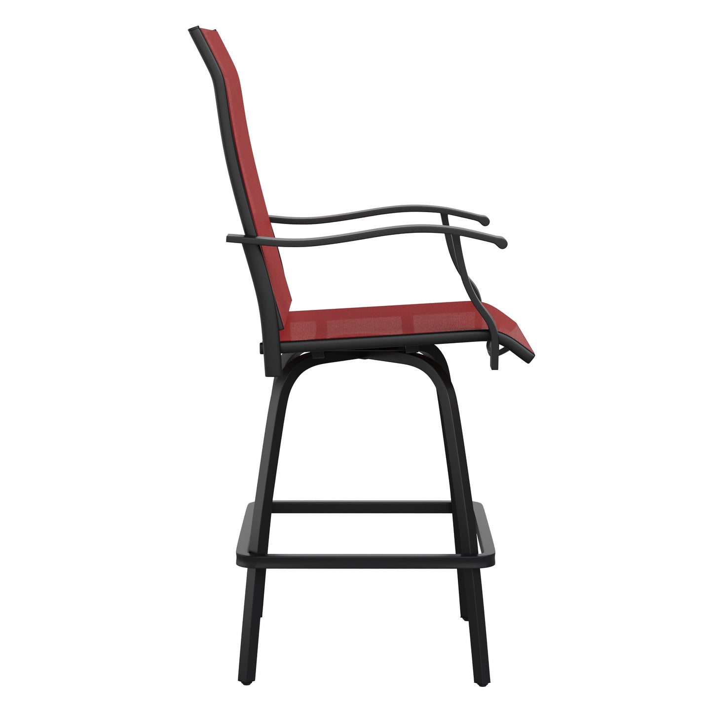 Valerie Patio Bar Height Stools Set of 2, All-Weather Textilene Swivel Patio Stools with High Back & Armrests in Red Red