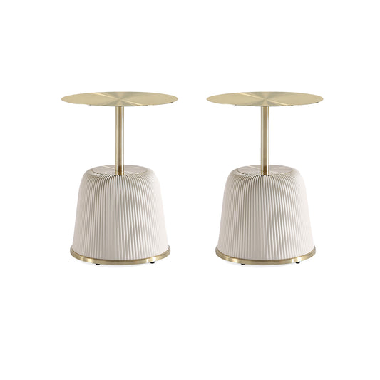 Anderson Modern Metal Top Upholstered End Table in Cream - Set of 2 2-ET004-CR