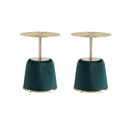 Anderson Modern Metal Top Upholstered End Table in Green - Set of 2 2-ET004-GR