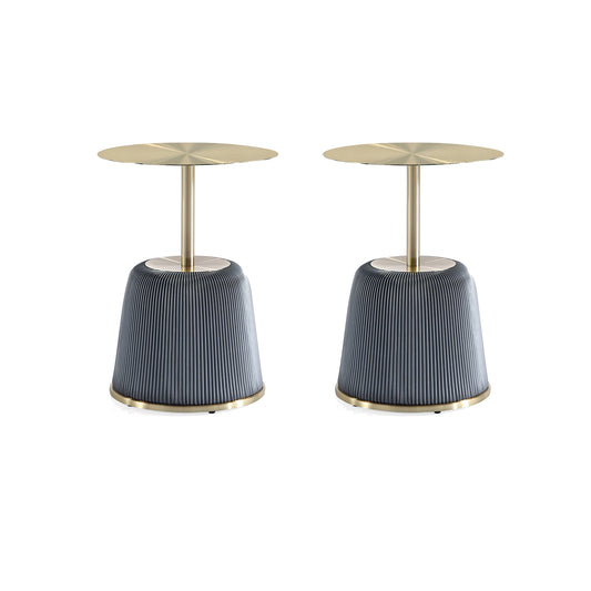Anderson Modern Metal Top Upholstered End Table in Gray - Set of 2 2-ET004-GY