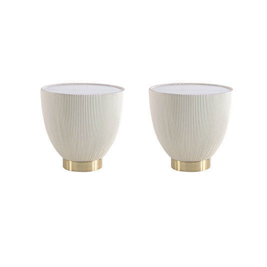 Anderson Modern Sintered Stone Top Upholstered End Table in Cream - Set of 2 2-ET005-CR