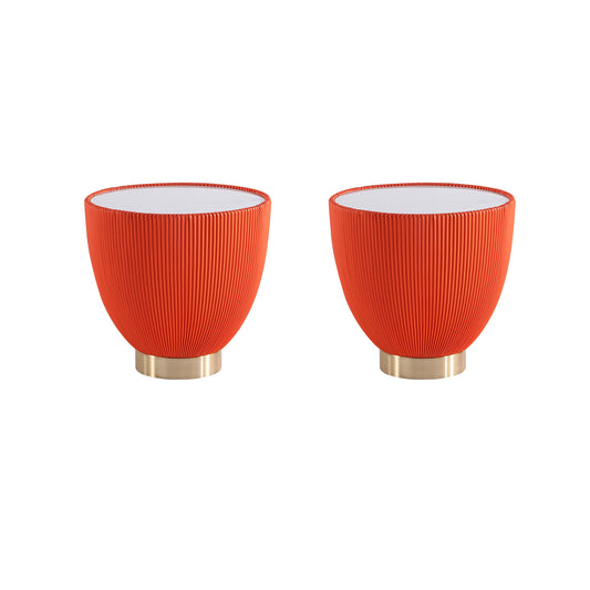 Anderson Modern Sintered Stone Top Upholstered End Table in Orange - Set of 2 2-ET005-OR
