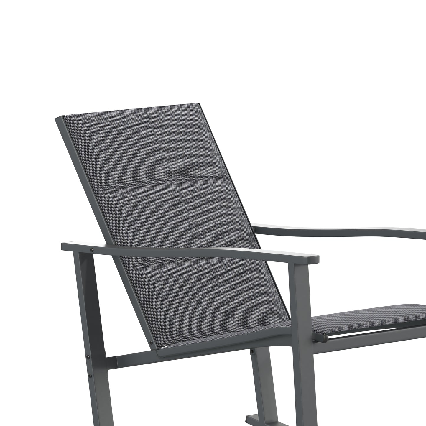 Brazos Set of 2 Black Outdoor Rocking Chairs with Flex Comfort Material and Black Steel Frames Black