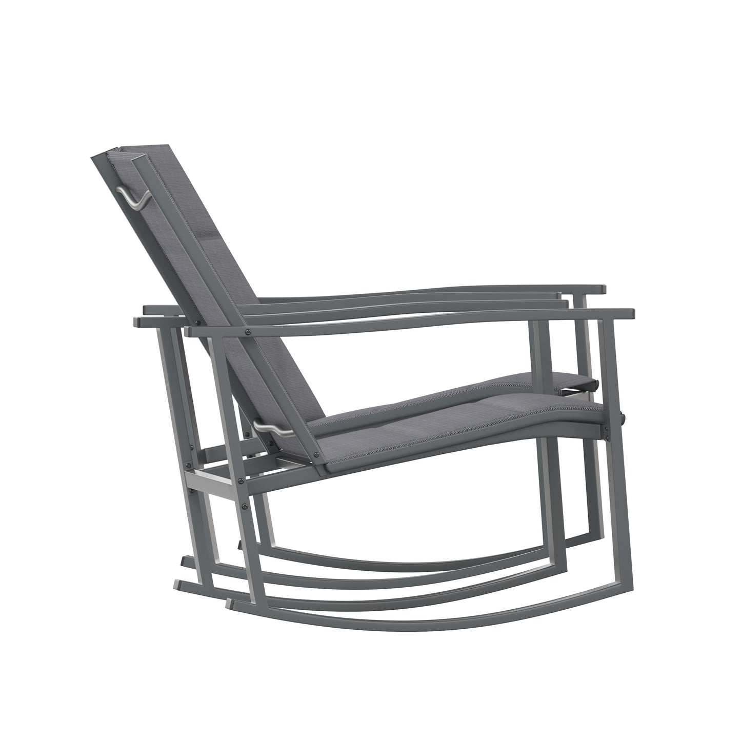 Brazos Set of 2 Black Outdoor Rocking Chairs with Flex Comfort Material and Black Steel Frames Black