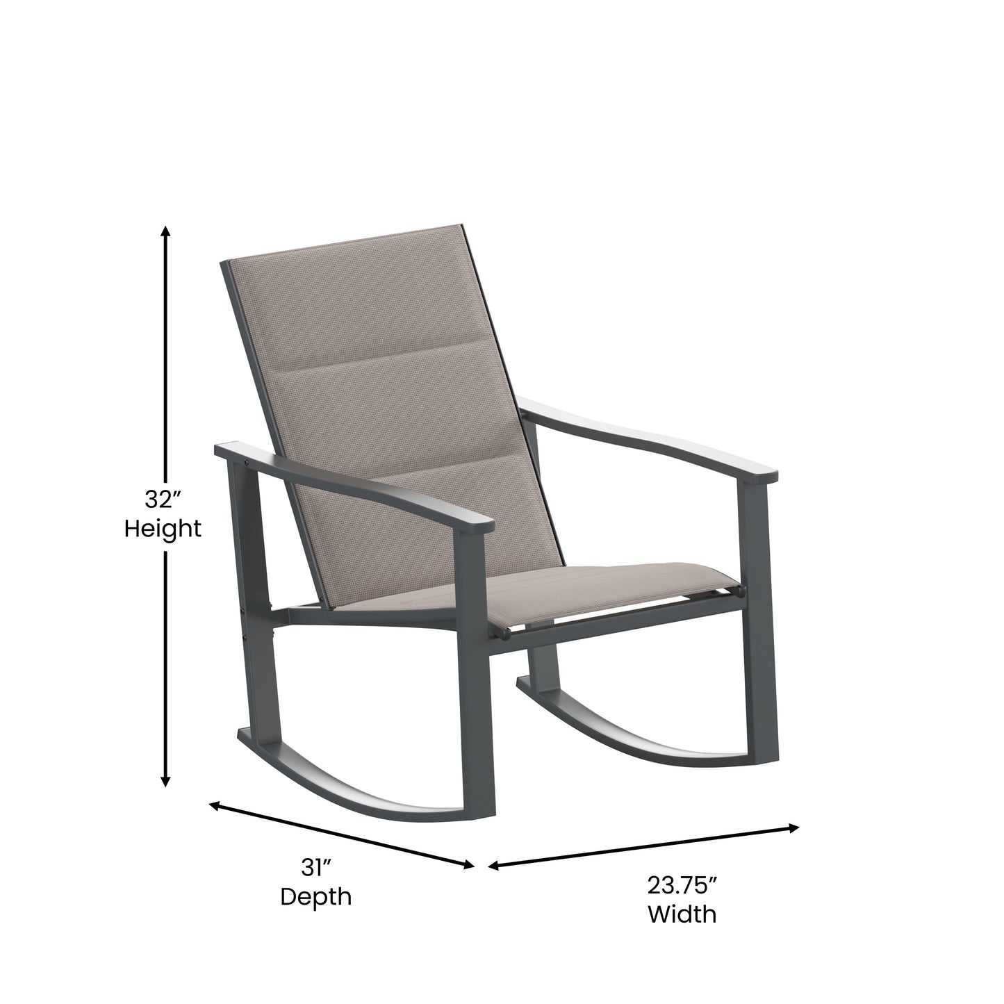 Brazos Set of 2 Brown Outdoor Rocking Chairs with Flex Comfort Material and Black Steel Frames Brown