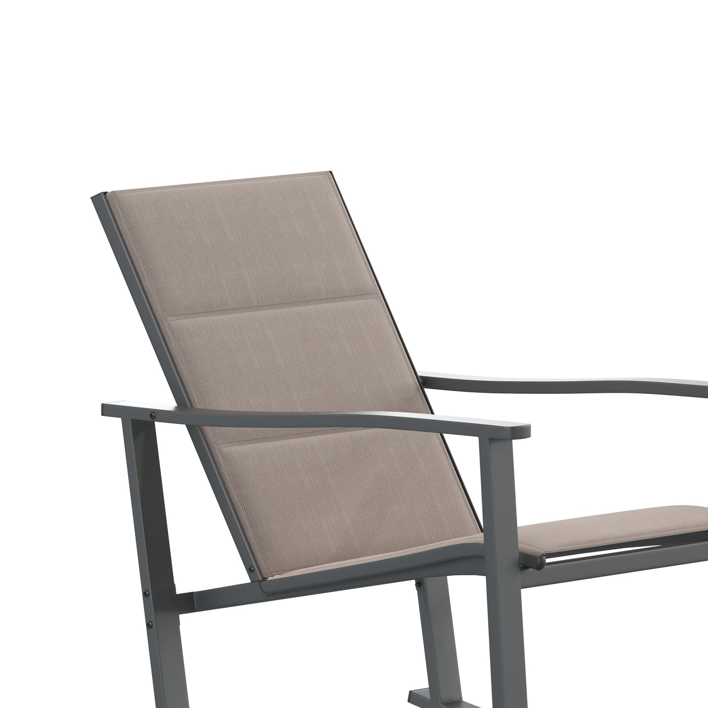 Brazos Set of 2 Brown Outdoor Rocking Chairs with Flex Comfort Material and Black Steel Frames Brown