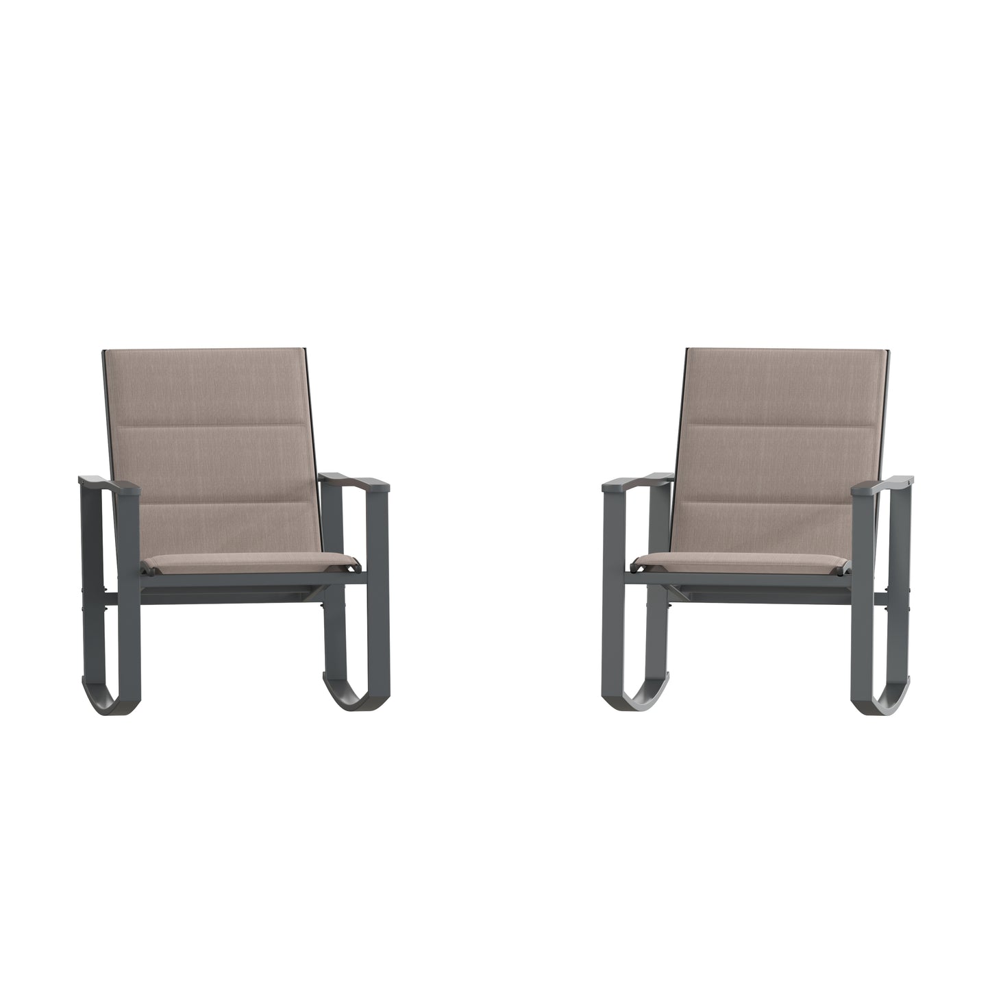 Brazos Set of 2 Brown Outdoor Rocking Chairs with Flex Comfort Material and Black Steel Frames Brown