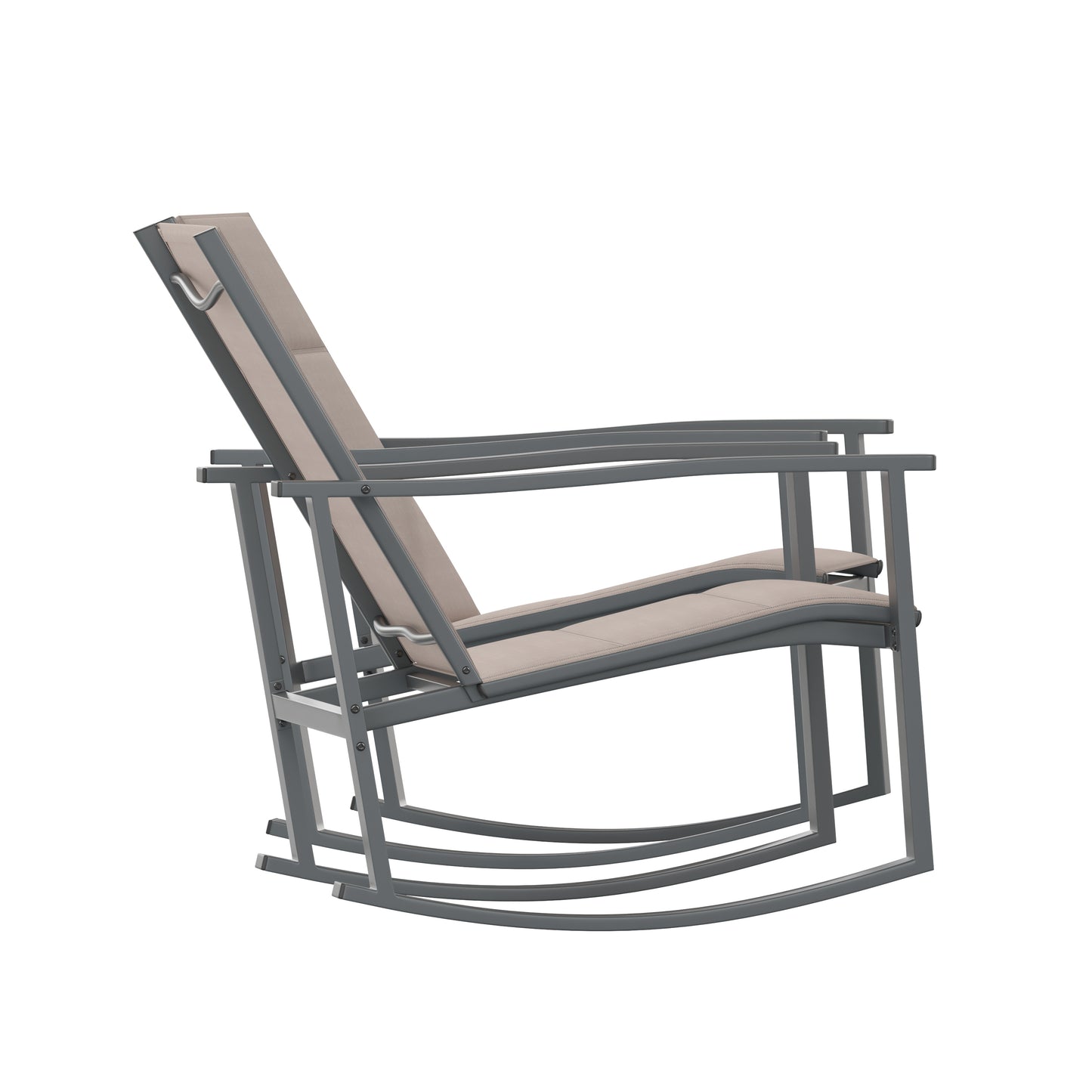 Brazos Set of 2 Brown Outdoor Rocking Chairs with Flex Comfort Material and Black Steel Frames Brown
