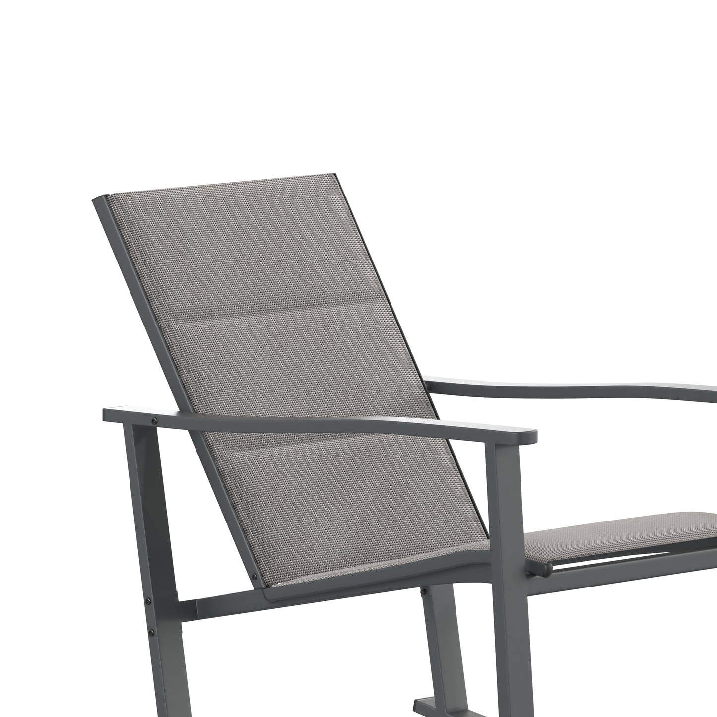 Brazos Set of 2 Gray Outdoor Rocking Chairs with Flex Comfort Material and Black Steel Frames Gray
