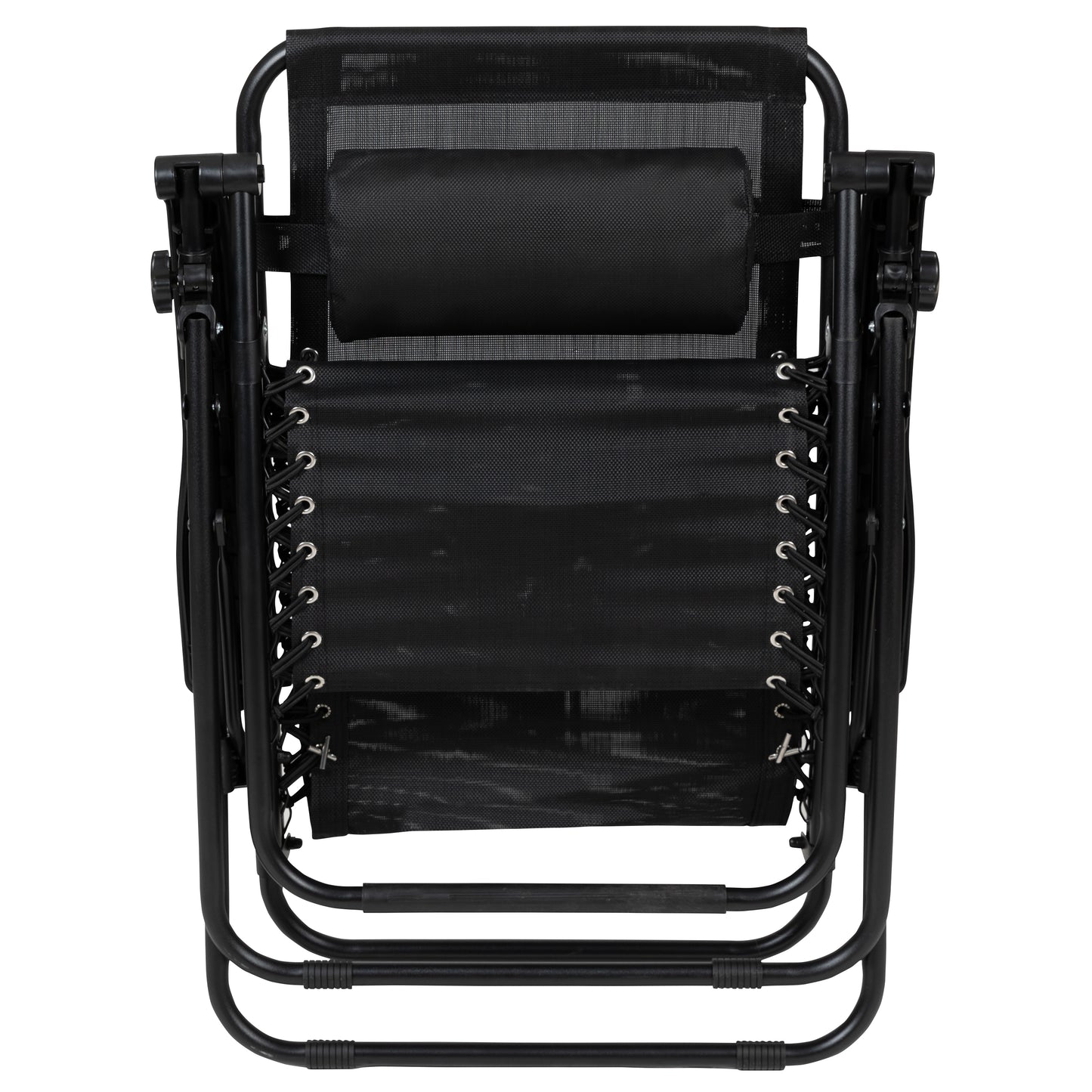 Celestial Adjustable Folding Mesh Zero Gravity Reclining Lounge Chair with Pillow and Cup Holder Tray in Black, Set of 2 Black