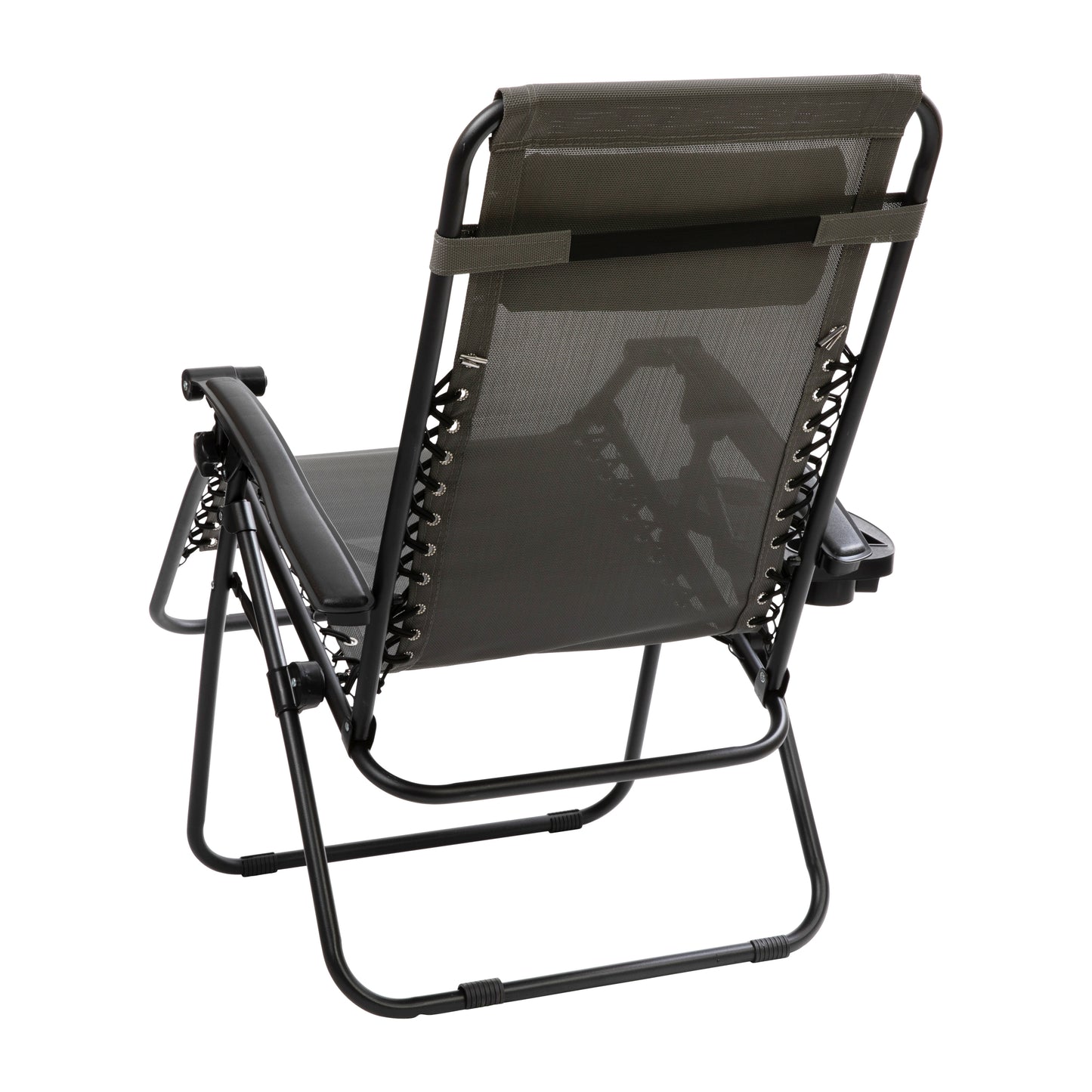 Celestial Adjustable Folding Mesh Zero Gravity Reclining Lounge Chair with Pillow and Cup Holder Tray in Gray, Set of 2 Gray