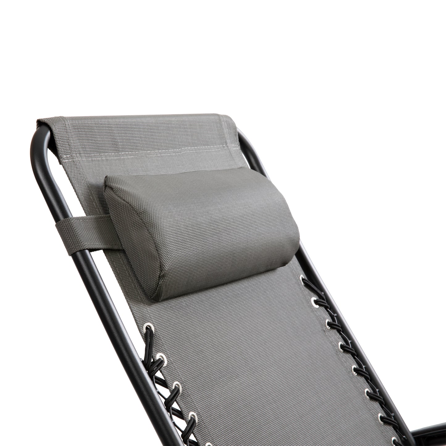 Celestial Adjustable Folding Mesh Zero Gravity Reclining Lounge Chair with Pillow and Cup Holder Tray in Gray, Set of 2 Gray