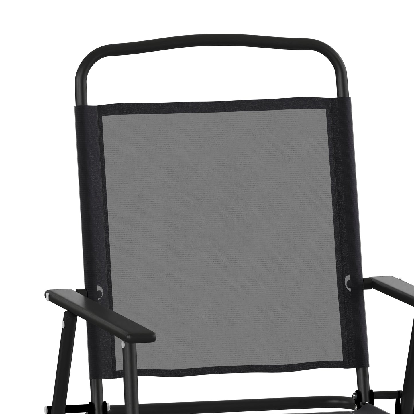 Set of 2 Mystic Folding Patio Sling Chairs, Outdoor Textilene Lawn Chairs with Armrests in Black Black